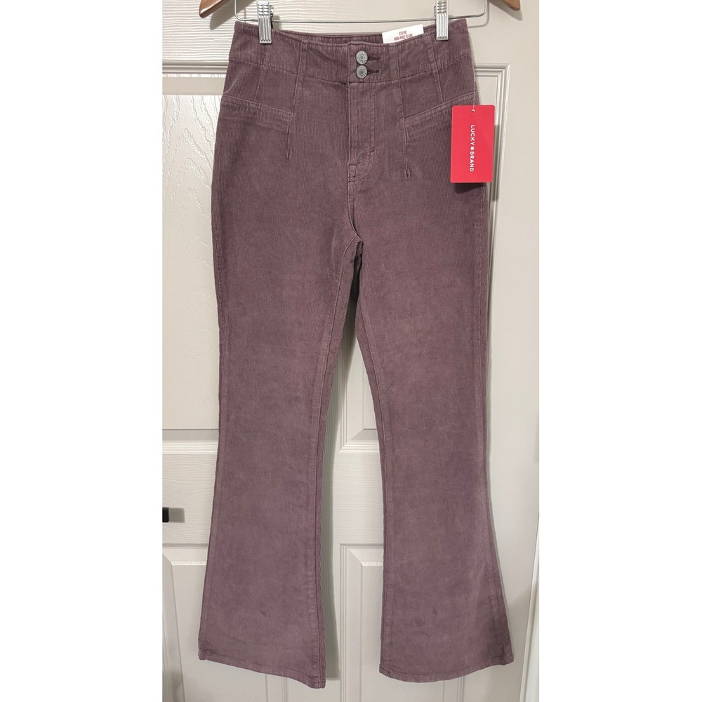Lucky Brand Pants Womens 2/26 Mauve Stevie High Rise Flare Corduroy NWT